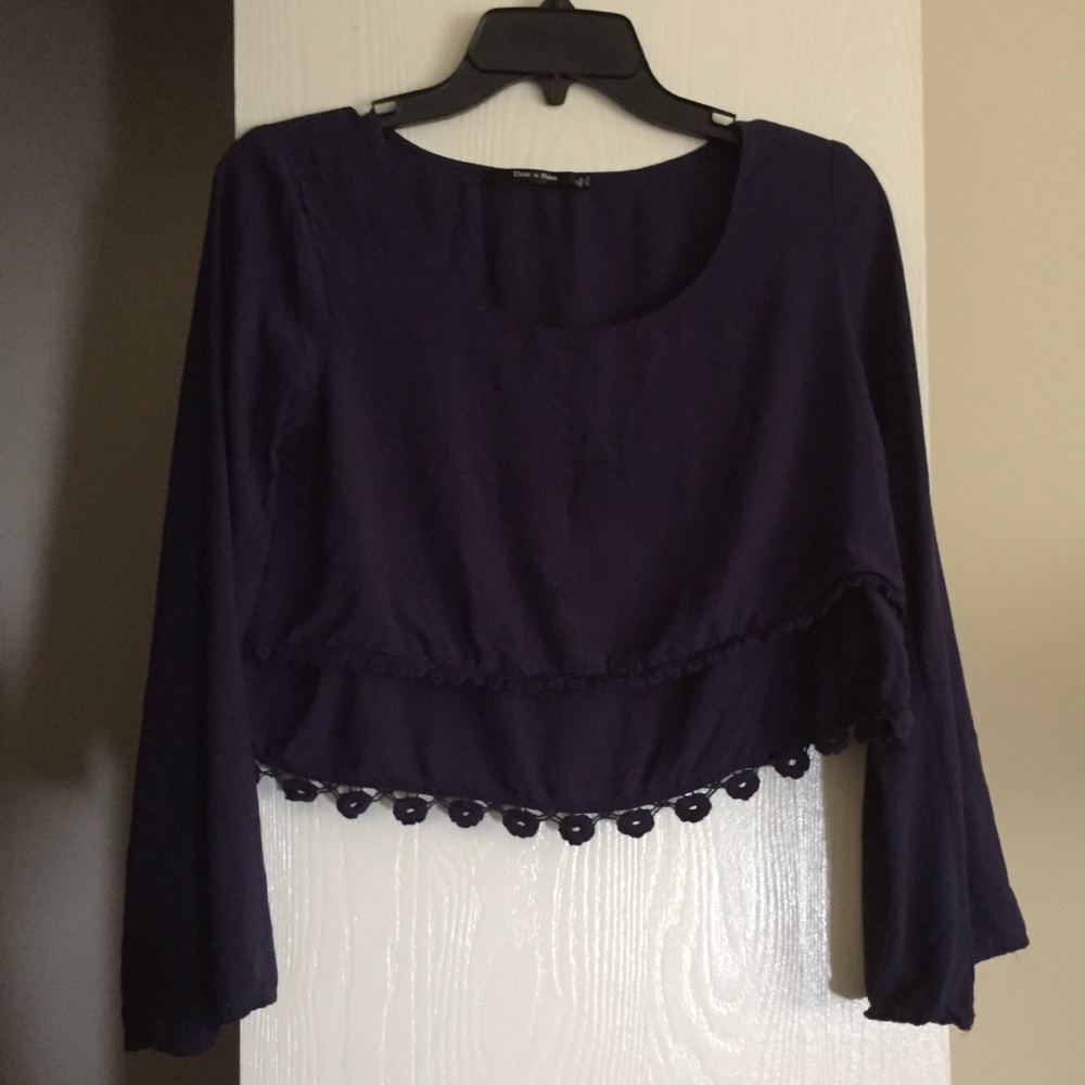 Navy bohemian crop top